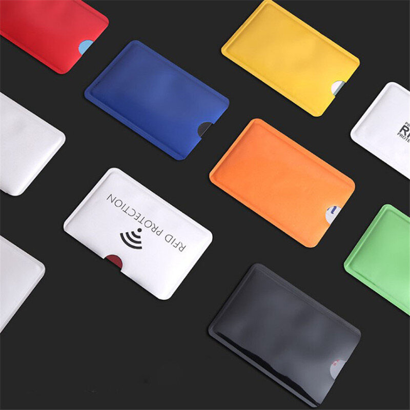 10 buah Anti pemindaian pembungkus memblokir RFID untuk kartu kredit NFC penghalang RFID penutup dompet tempat kartu aman pemblokir pelindung kartu ID
