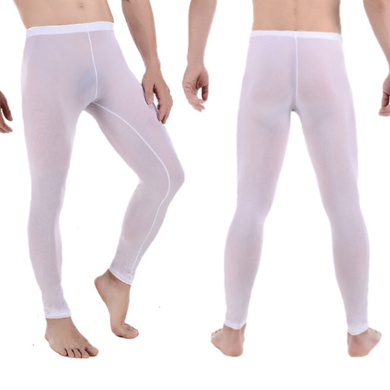Long Johns-Pantalon de pyjama en polyester pour homme, bas de base, respirant, confortable, transparent, serré, course à pied, sport, toutes saisons