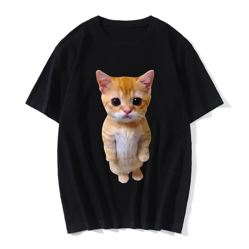 Camiseta con estampado 3D de gato divertido para hombre y mujer, ropa informal de moda, Harajuku, Verano