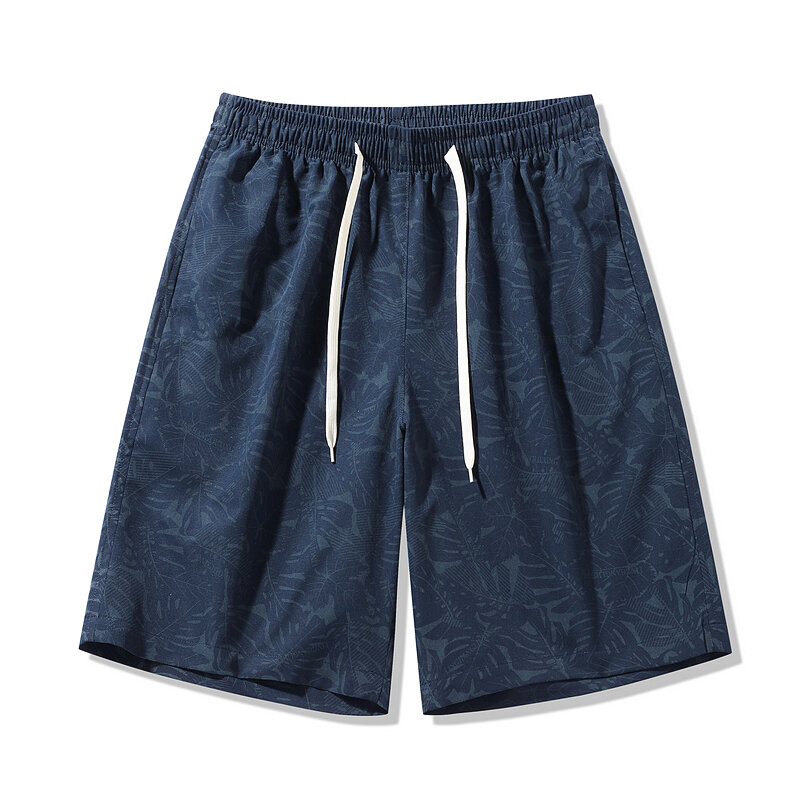 Fashion Elastic Waist Spliced Pockets Printed Punk Bandage Shorts Men 2024 Summer New Oversized Loose Casual Shorts