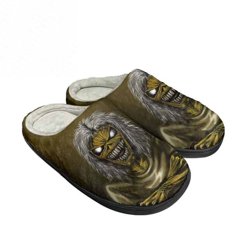 Maidens Heavy Metal Rock Band Singer Music Iron Home Cotton Slippers Mens Womens Plush Bedroom Keep Warm Shoes  Customized Shoe