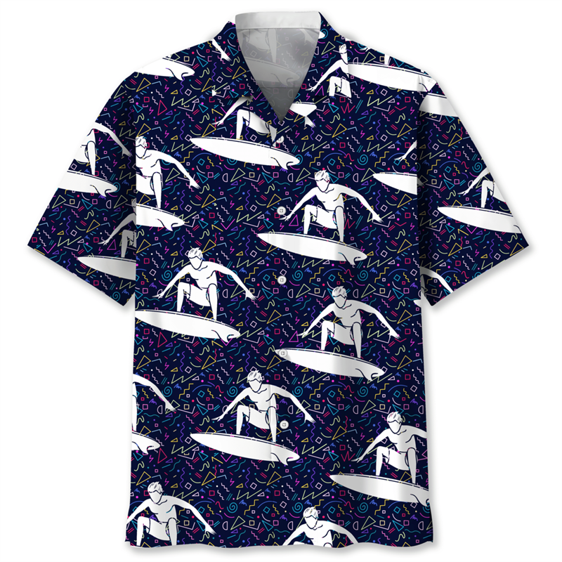 Pickleball Tafeltennis 3d Bedrukt Hawaiiaans Shirt Voor Heren Zomer Sportpatroon Strand Korte Mouwen Tops Revers Knoop Blouse