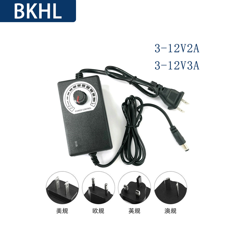 (1 Stks/partij) 3-12V 2a/3a Verstelbare Power Adapter Waterpomp Grinder Motor Ventilator Ventilator Drukregelaar 24W/36W