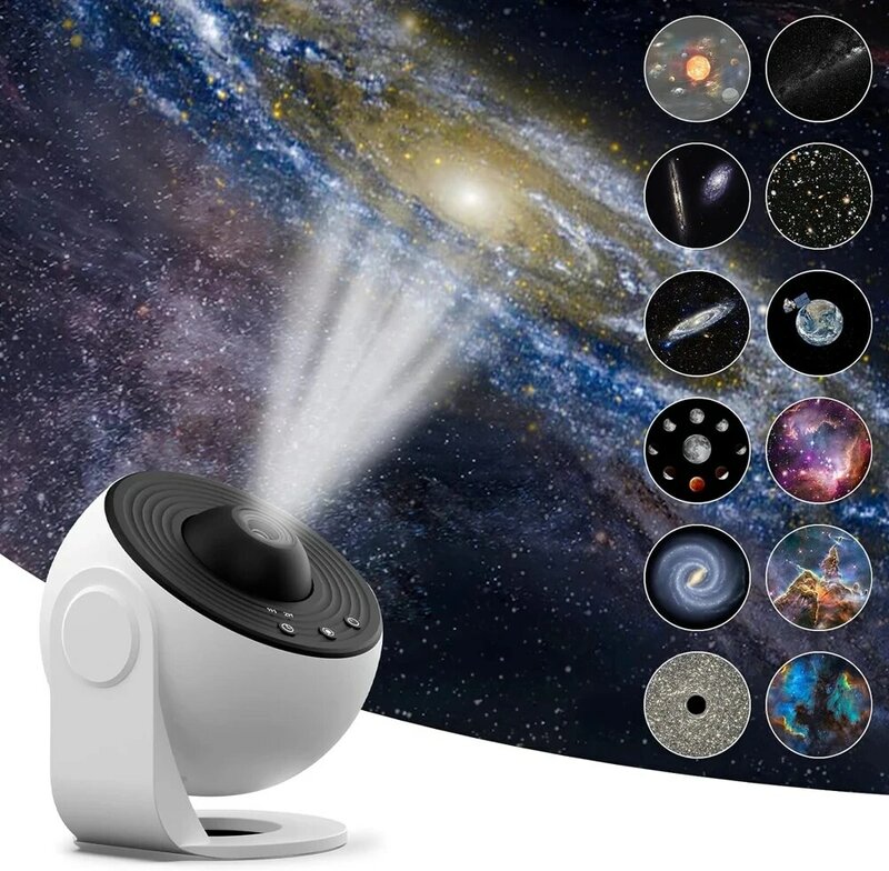 12 dischi Galaxy Night Light Planetarium Star Projector HD Image Projection lampada da tavolo a LED per la decorazione della camera dei bambini della camera da letto di casa