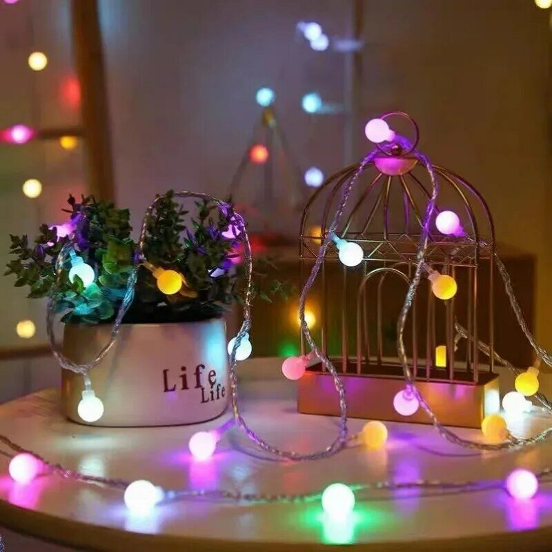 USB/batteria/alimentazione LED Ball Garland Lights Fairy String lampada da esterno Home Room Christmas Holiday Wedding Party Lamp Decor