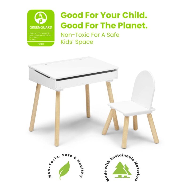 Desk and Chair for Toddlers & Up , White/Natural