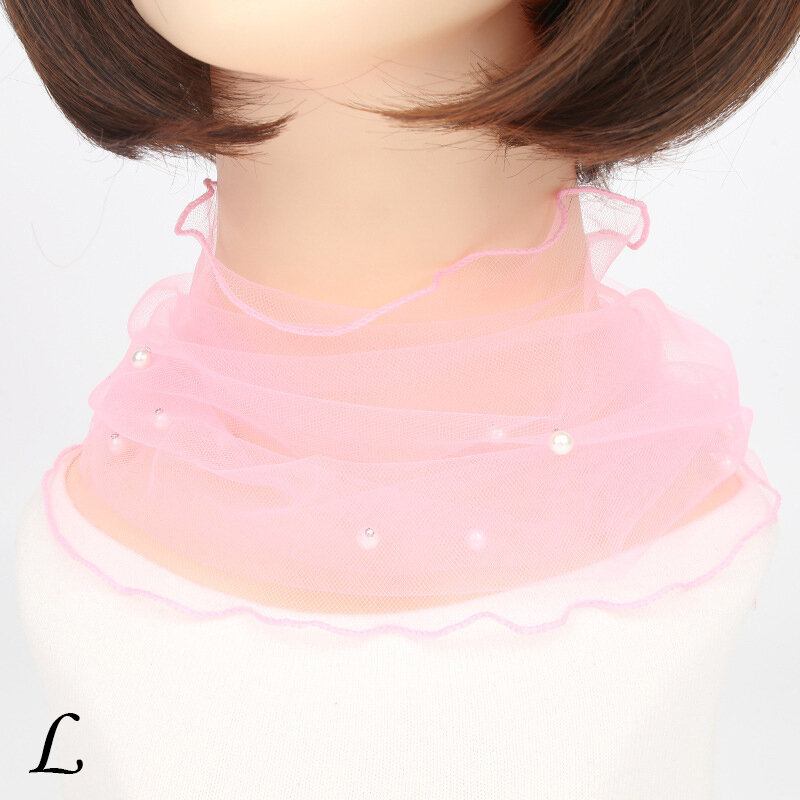 Frauen Mesh Perlen kragen Schal transparente Spitze Perlen Schal Rüschen Hals abdeckung Lätzchen Stirnband Sonnenschutz Kleidung Zubehör