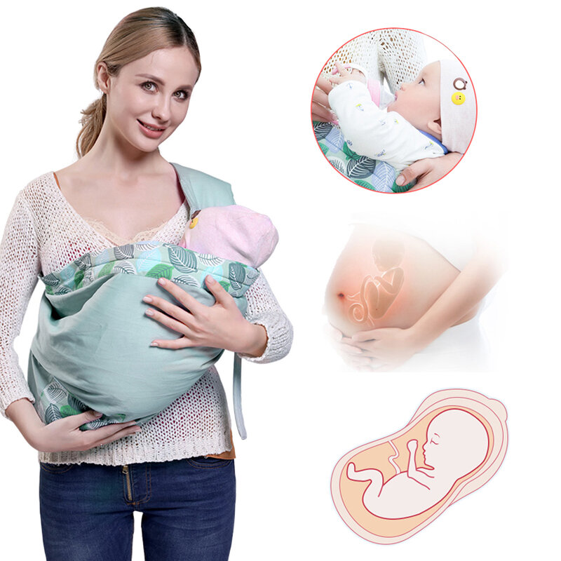 สลิงผ้าพันตัวเด็กทารกแรกเกิดใช้งานได้สองทางตาข่ายผ้าผู้ให้บริการเลี้ยงลูกด้วยนมแม่ถึง130ปอนด์ (0-36เมตร)