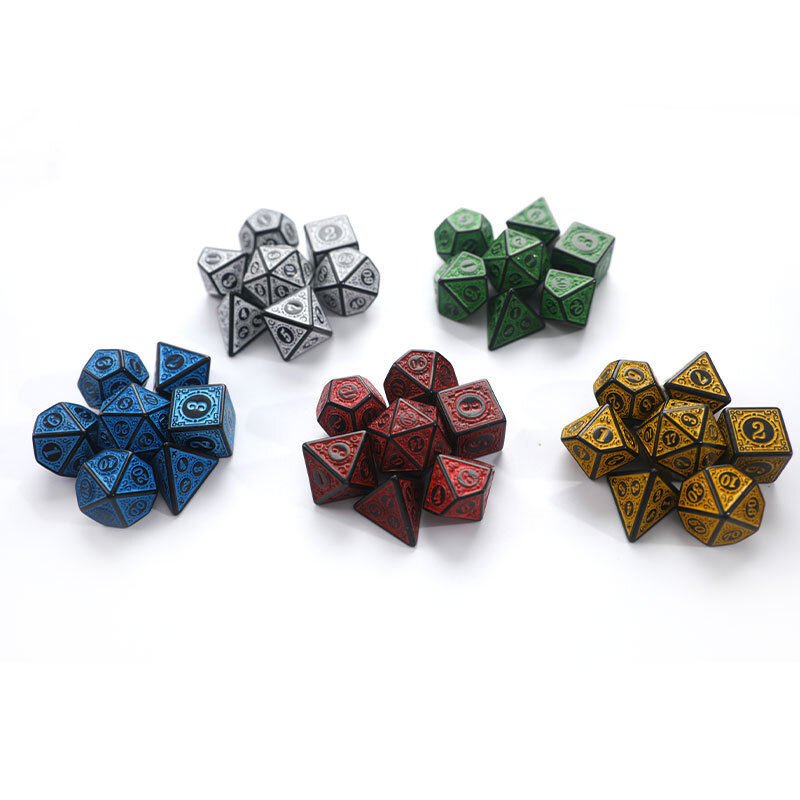 Jeu de dés à 7 formes sculptées en polyèdre, ensemble de 7 pièces, D4 D6 D8 D10 D % D12 D20 pour le jeu