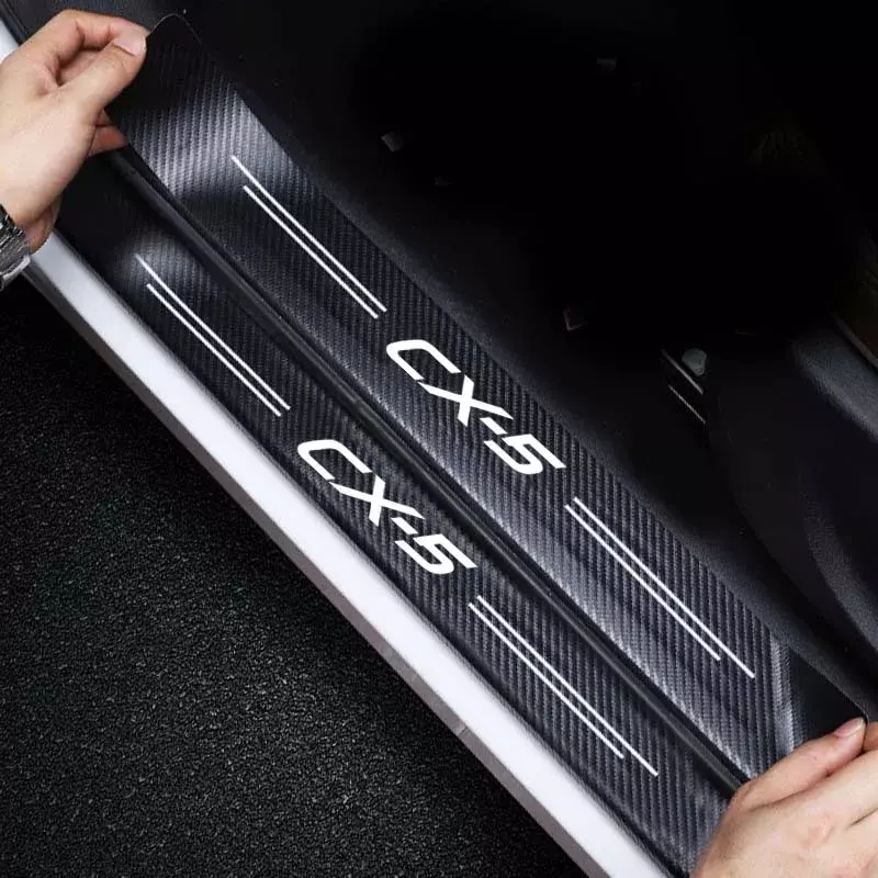 Защитная Наклейка на порог автомобиля, кожаные пороги из углеродного волокна для Mazda CX5, логотип багажника, защита от царапин, наклейки