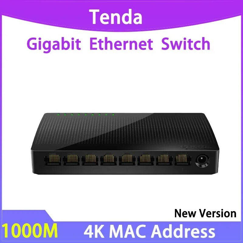Tenda sakelar jaringan SG108 8 Port Gigabit Desktop Switch 10/100/1000Mbps RJ45 Port SOHO Switch 1.6Gbps kapasitas beralih
