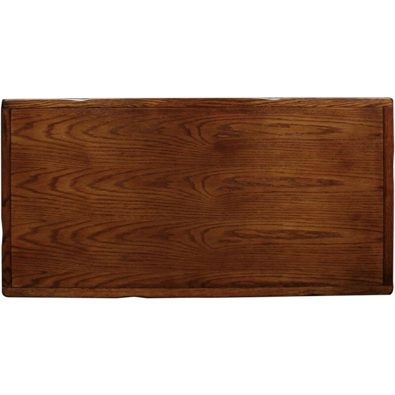 Table basse rectangulaire en ardoise rustique, finition chêne rustique