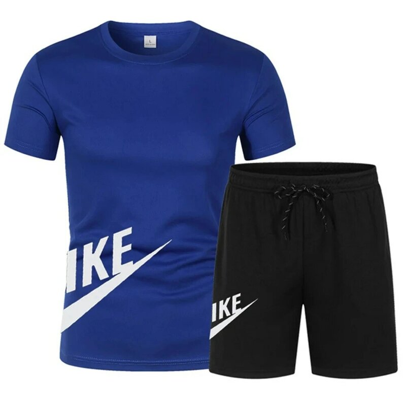 Terno esportivo masculino para corrida, top estampado em 3D, camiseta casual e shorts, roupa respirável de secagem rápida, roupa de corrida de duas peças, verão