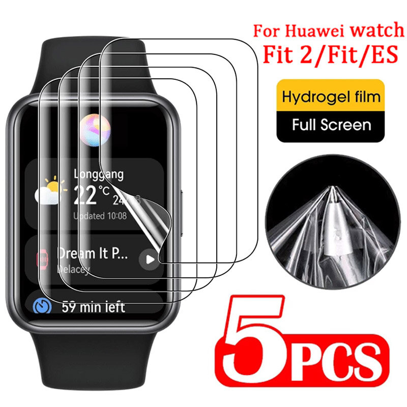 Película de hidrogel suave para Huawei Watch Fit 2 Fit ES curvo HD, Protector de pantalla completo a prueba de explosiones, no de vidrio, 1 a 5 piezas