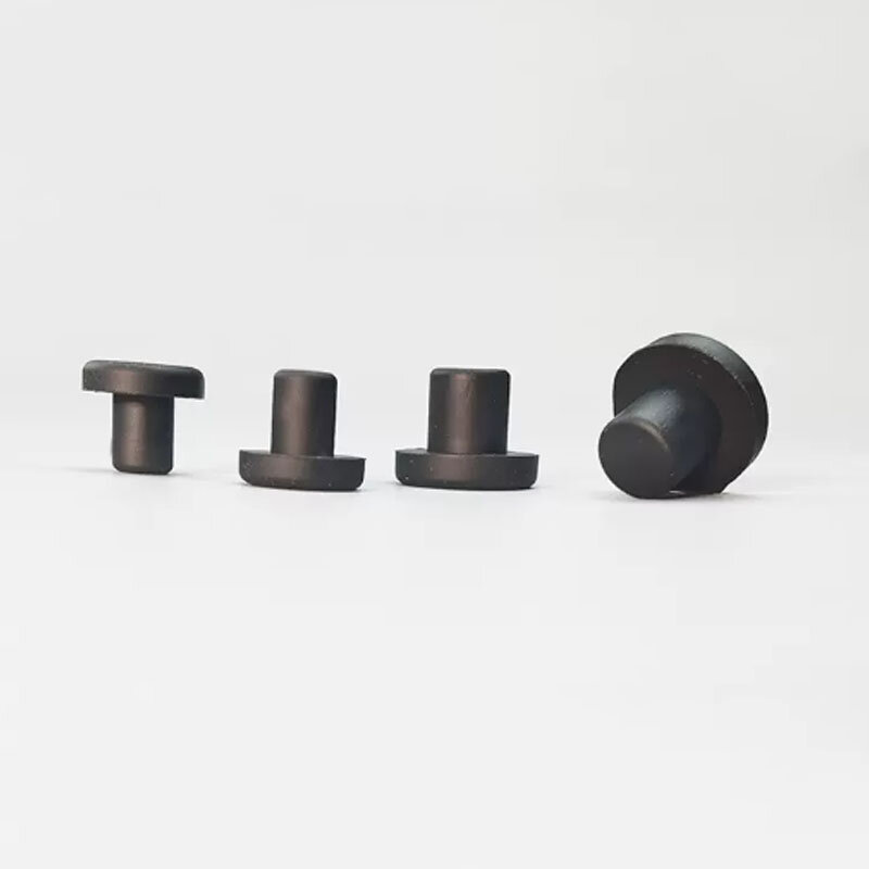 Tapón de orificio de sellado redondo de goma de silicona sólida, tapa de tapón de sellado de extremo de borrado tipo T, diámetro 2-14mm, negro