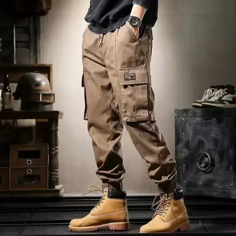 Male Trousers Multi Pocket Black Men's Cargo Pants Autumn Multipockets Regular Fit Cotton Big Size Large High Quality Emo Cheap