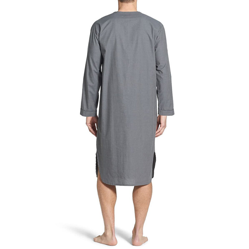 Abaya Lengan Panjang Jubba Thobe untuk Pria Kaftan Pakistan Muslim Arab Saudi Pakaian Islami Jubah Malam Piyama Pria MY943