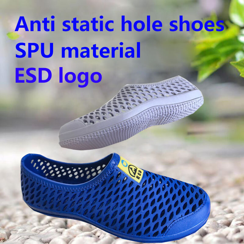 Safety shoes  Anti static sandals  unisex perforated shoes, dust-free workshop thickened soft soles, breathable work shoes