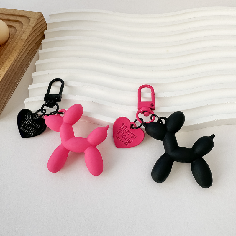 한국 귀여운 3D 풍선 강아지 휴대폰 참 키 체인, 아이폰 액세서리, 트렌디 하트 휴대폰 랜야드, 휴대폰 가방 장식