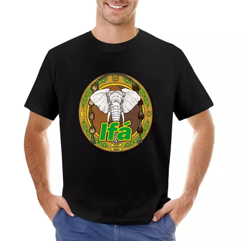 Ifa-Camiseta de algodón para hombre, ropa kawaii, funnys