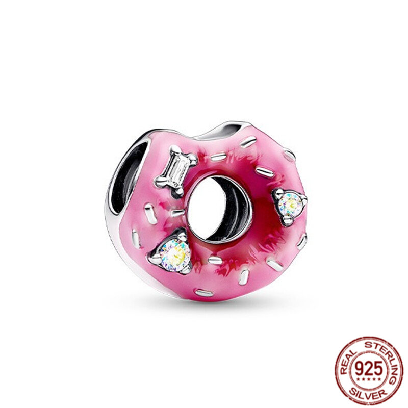 Pink series Pendant Bikini Flower Turtle, Silver 925 Heart-Shaped Charm Beads Fit Original Pandora Necklace Bracelet DIY Jewelry