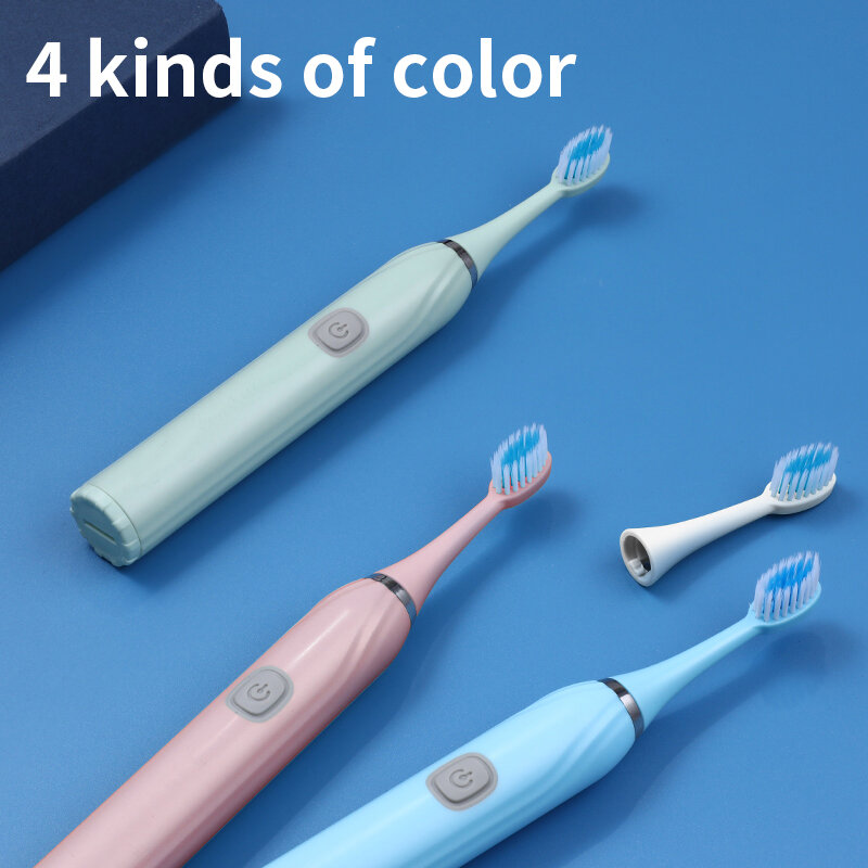 Escova de dentes elétrica com bateria para adulto cerda macia à prova dwaterproof água higiene oral dentes branqueamento com substituição cabeças escova conjunto