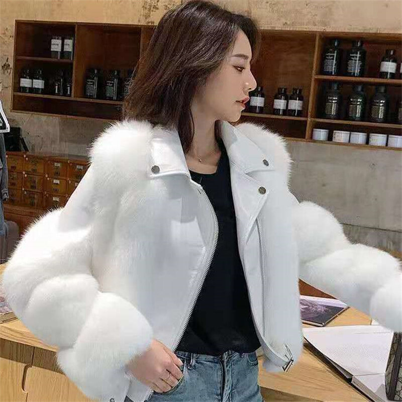 女性のためのイミテーションキツネの毛皮のコート,新しい,冬の女性のためのセクシーな肌の毛皮のジャケット,オンラインのセレブ,2023