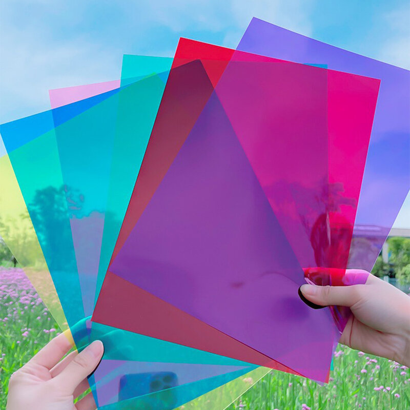 Película transparente A4 de 0,3mm, filtro de luz de Gel rojo/amarillo/azul/verde, hoja dura, hoja de Color transparente multifunción de PVC, venta al por mayor
