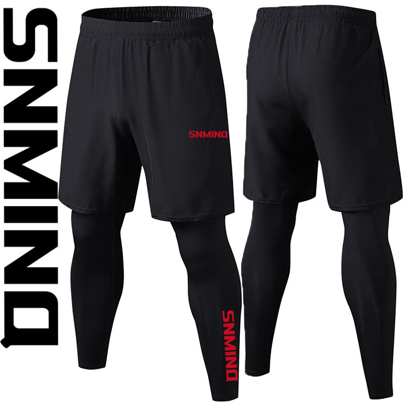 Мужские спортивные штаны для рыбалки, сжатые штаны для бега, быстросохнущие тренировочные карманы для чистки, комплект из двух предметов, обтягивающие штаны, 2024