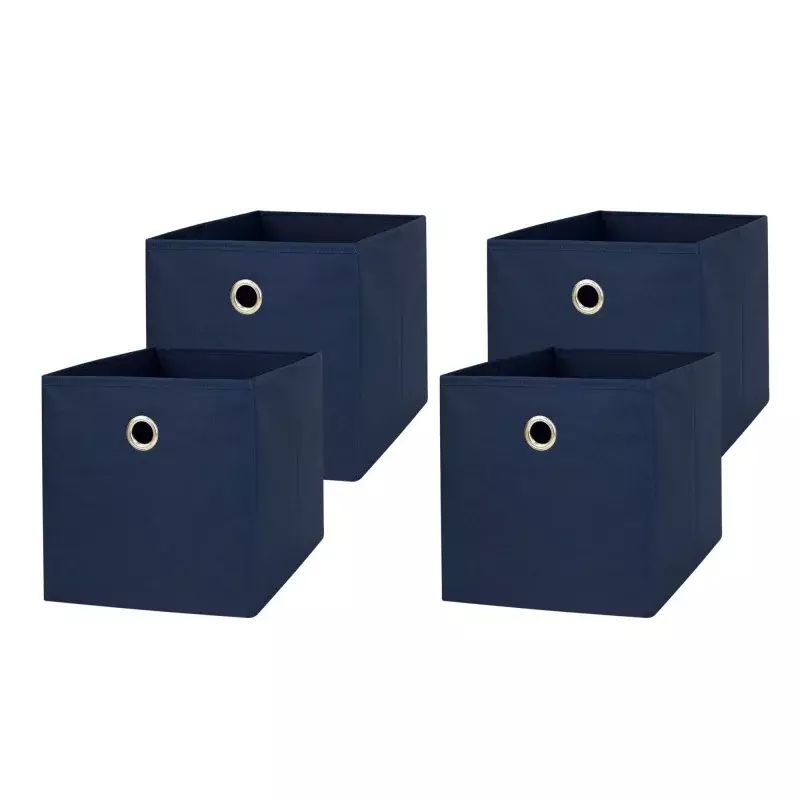 Mainstays Collapsible Fabric Cube Storage Bins (10.5" x 10.5"), 4 Pack, Blue Cove