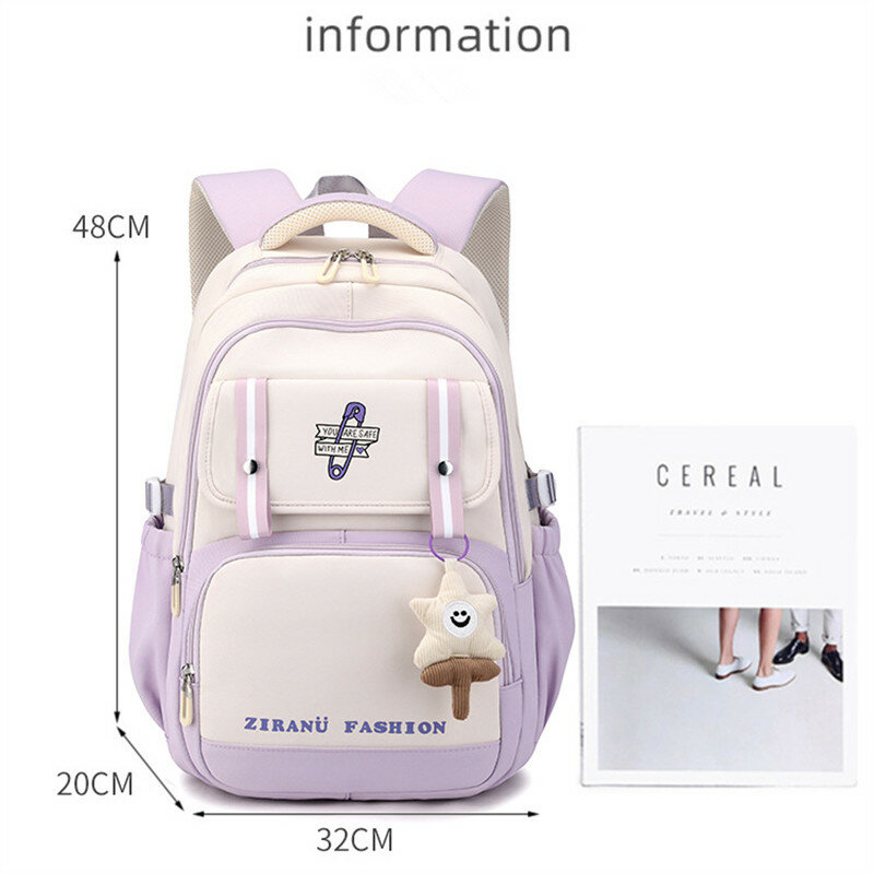Mochila escolar con colgante de helado para niñas, mochilas escolares de gran capacidad impermeables, lindas y coloridas, grado 1-6