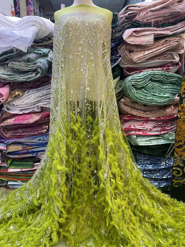 Luksusowe francuskie pióra tiulowa tkanina koronkowa 2023 wysokiej jakości afrykańska tkanina koronkowa z cekinami nigeryjska koronka na ślub