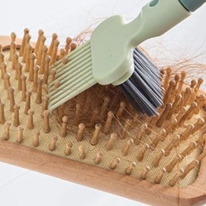 1 SZTUK Szczotka do czyszczenia grzebienia Plastikowa rączka Szczotka do czyszczenia Usuwacz Wbudowane narzędzia Produkty czyszczące Szczotka do czyszczenia Drewniany grzebień Pazur