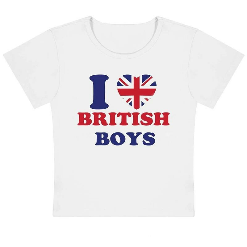 Jaqueta estética da moda feminina Y2K Top I love London Boys Baby T-shirts Fashion Street