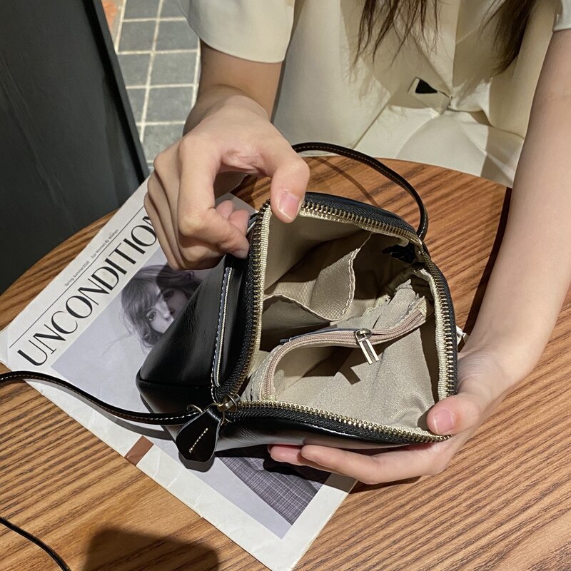 Fashionable And Minimalist Genuine Leather Plant Tanned Cowhide New Small Square Head Layer Cowhide Square Bag Single Shoulder C