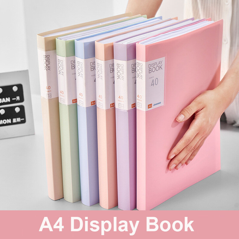 A4 File Folder Display Book 30/60 Pages Transparent Insert Paper Document Organizer Bag Office School Supplies Stationery