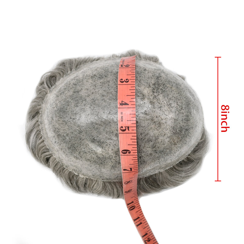 PU Toupee 남성용 인모 교체 시스템, 남성용 폴리 헤어 모세관 보형물 가발, 0.10mm
