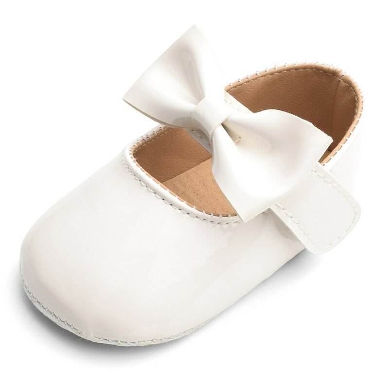 Sepatu Pertama Berjalan Bayi Baru Lahir Sol Lembut Simpul Pita Sepatu Putri Mary Jane Flat Sepatu Prewalker Aksesori Bayi Perempuan