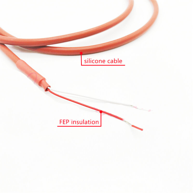 FS-Sensor de temperatura PT1000 impermeável, cabo do silicone, resistente ao calor,-50 ~ 200 °C sonda, 6mm Comprimento da inserção, 100mm, 2 fios, 1m