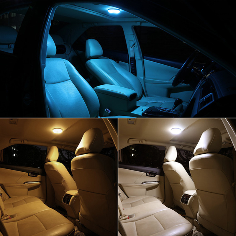 Wireless LED Touch Light 3 Color Car Interior Reading Light Magnetic Mount Roof Ambient Lamp Auto Home Lighting Portable Bulb