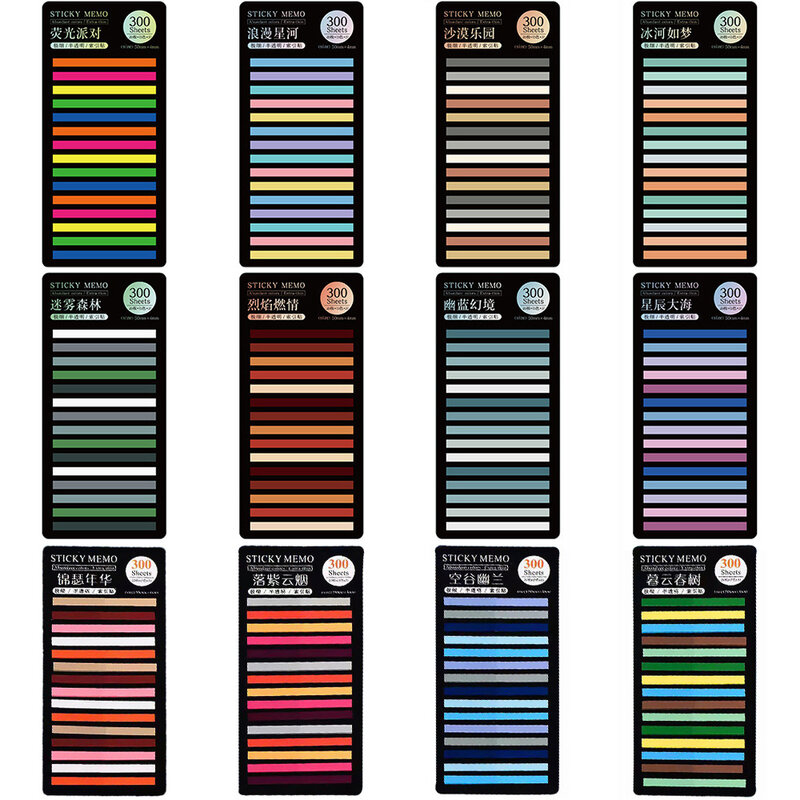 Transparente Rainbow Index Memo Pad, Sticky Notepads, papel autocolante Notas, Material Escolar, Papelaria Kawaii, Presente, Novo, 300 Folhas