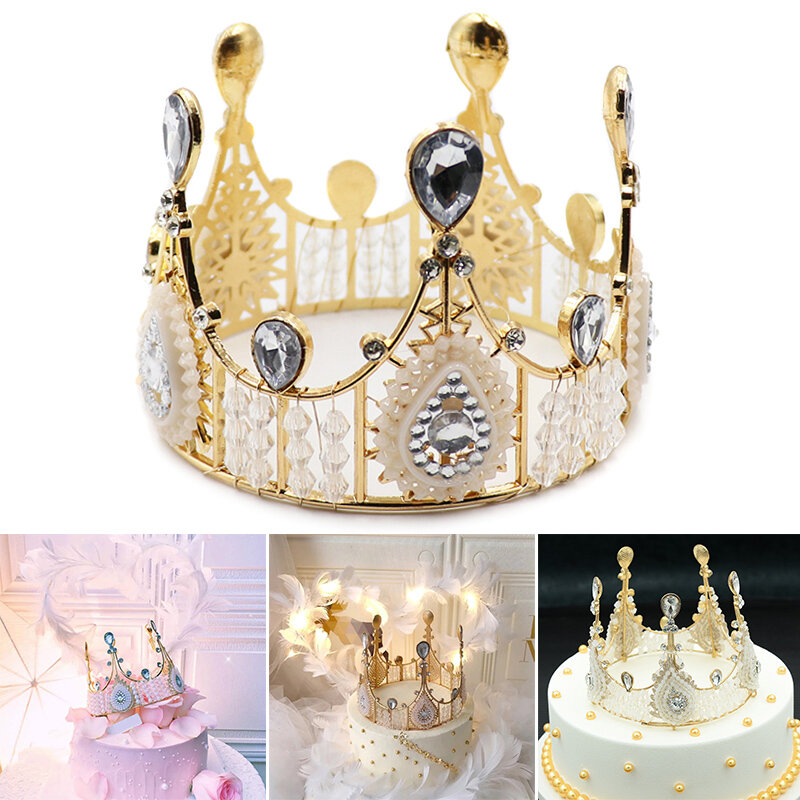 Coroa bolo topper cristal crianças enfeites de cabelo para casamento aniversário bebê adorável design bonito coroa din889