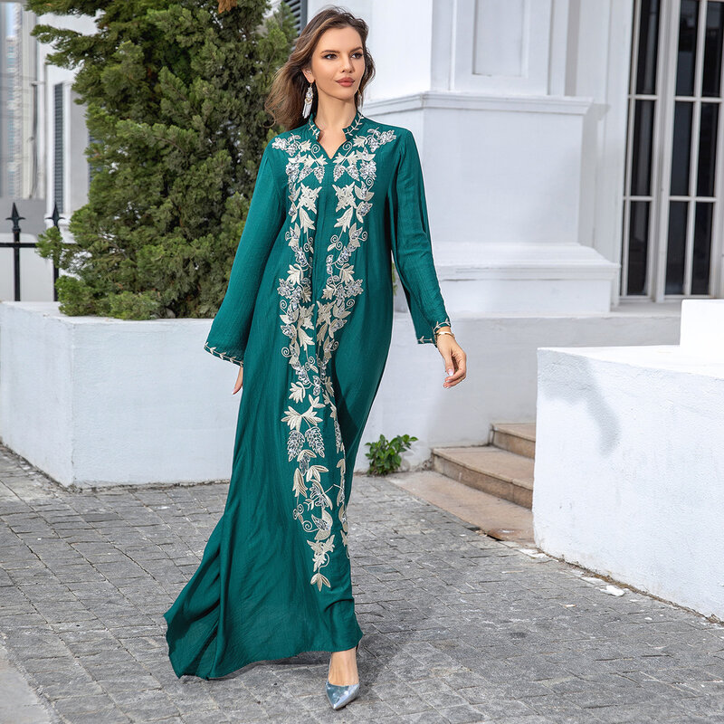 Leichtes Luxus besticktes Abendkleid für Frauen Arabien Dubai Abayas Party Kaftan muslimisches Kleid Frauen kleider für muslimische Frauen