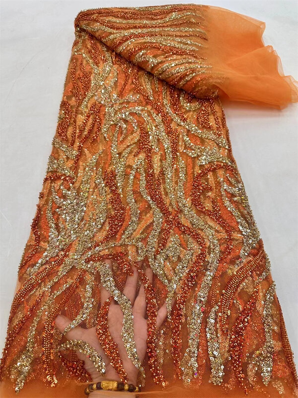 Роскошная африканская кружевная ткань с блестками высокого качества 5 ярдов вышивка французская нигерийская Тюлевая кружевная ткань для свадебного пошива