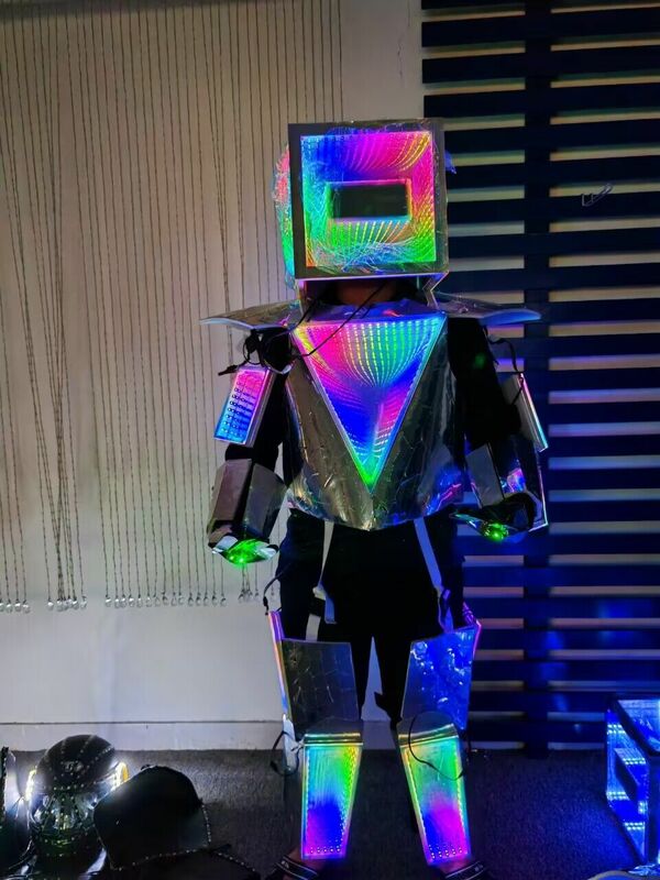 Disfraz de robot Led de Año Nuevo, traje de cantante de club, ropa ligera para espectáculo de escenario, Festival de lujo