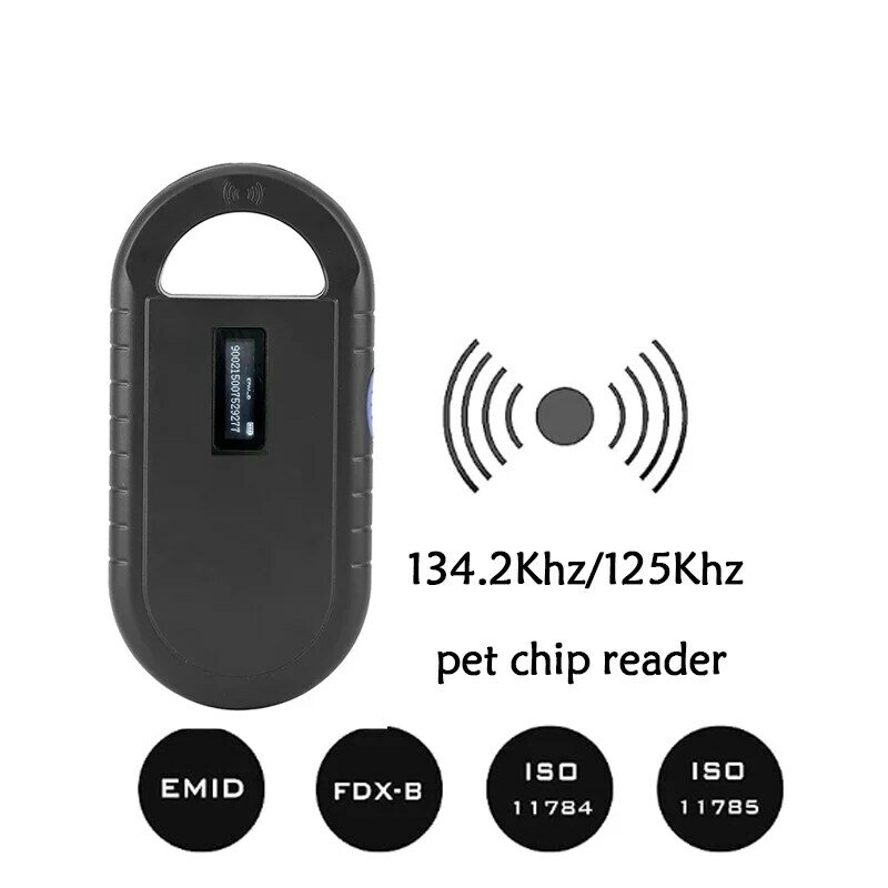 Handheld Microchip Scanner, Pet ID Reader, Transponder Chip, RFID animal, USB, cão, gato, cavalo, FDX-B, ISO11784, ISO11784, 134.2Khz