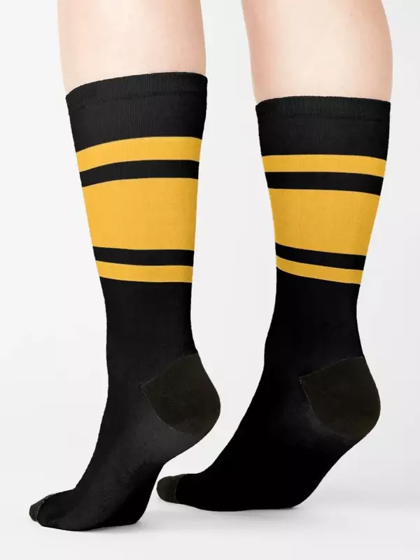 Calcetines para hombre y a rayas Niña, medias de Navidad, color negro y amarillo