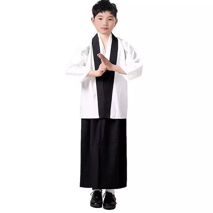 كيمونو أنيمي ياباني للأطفال ، على الطريقة اليابانية ، كيمونو ساموراي ، زي ياباني تقليدي ، ملابس أداء ، طقم كيمونو كامل