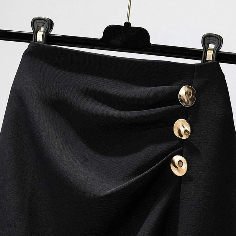 Donne primavera autunno Business Wear 2023 coreano Office Lady grazioso Blazer nero gonne a vita alta due pezzi Set giacca con cintura