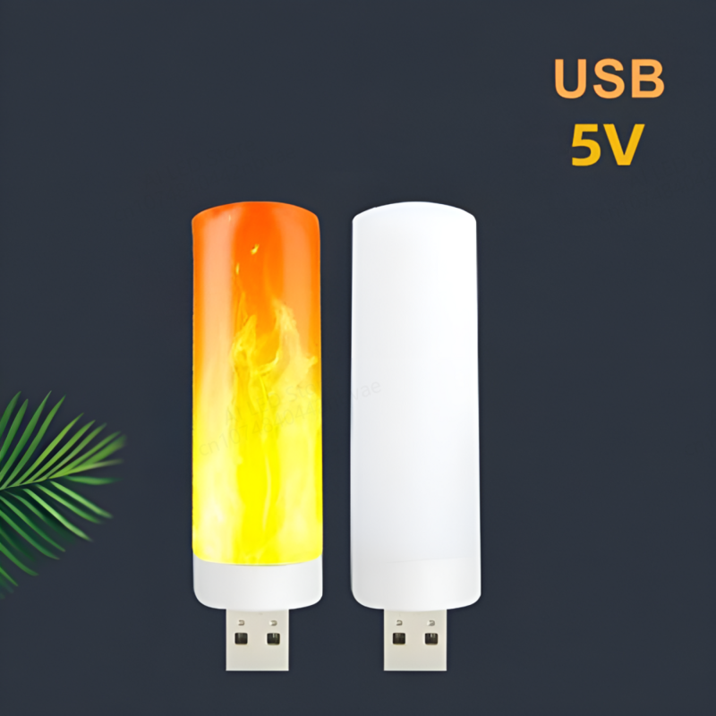 USB LED Atmosfera Flame Flashing Candle Lights, Book Lamp, Power Bank, Camping Iluminação, Cigarette Lighter Effect